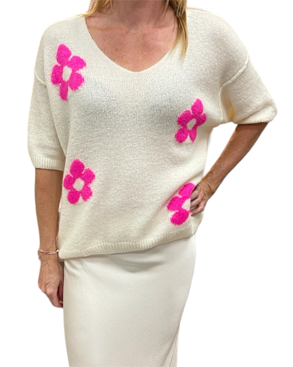 V-Pulli Blumenmuster
