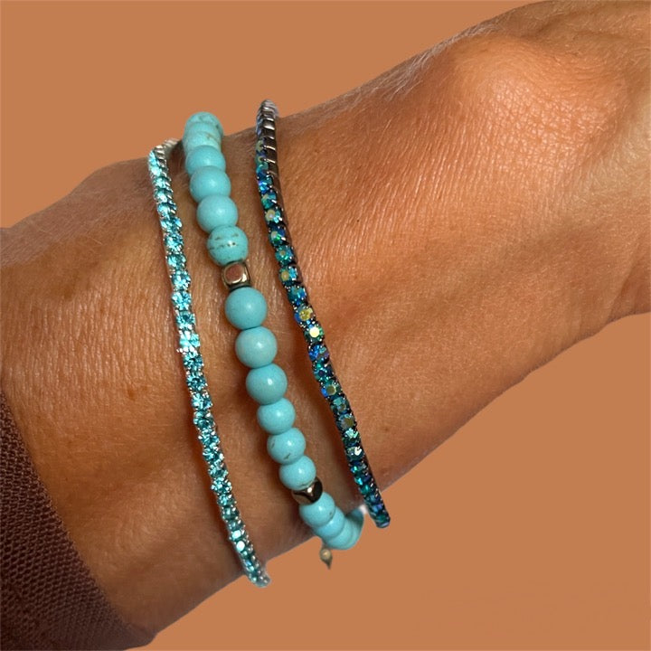 Armband Strassarmband elastisch Stoffarmband Perlenarmband Kombination