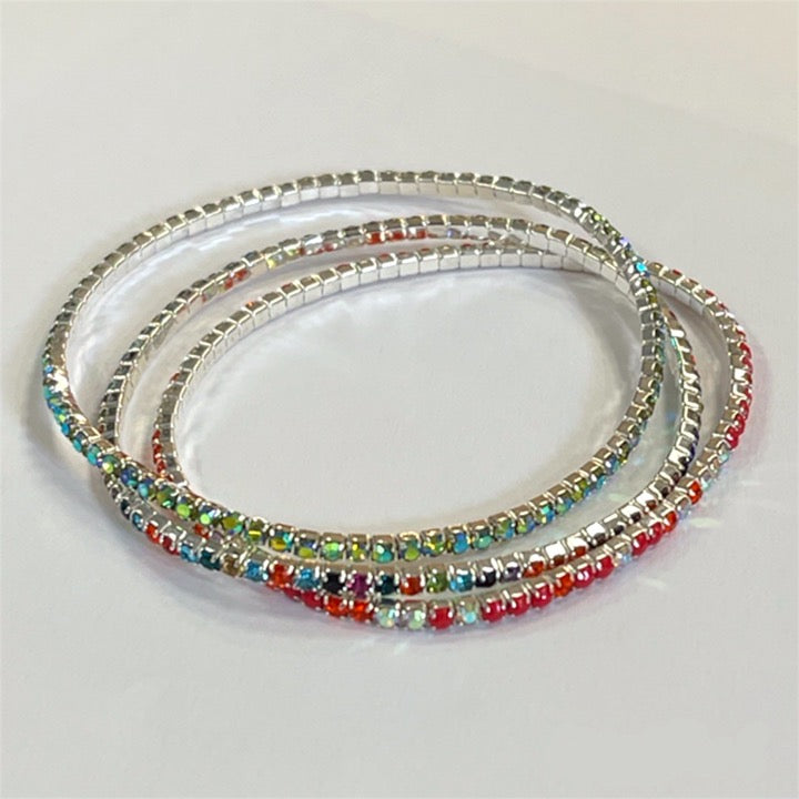 Armband Strassarmband elastisch Stoffarmband Perlenarmband Kombination