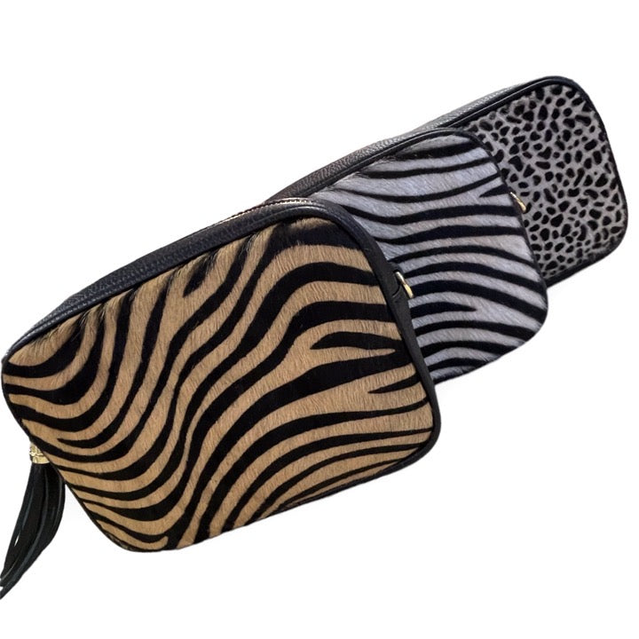 Tasche Handtasche Zebra Leder mit Fell